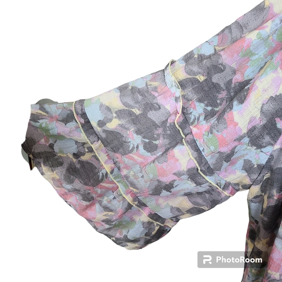 Zac and Rachel Watercolor Pastel Scoopneck Blouse Light Blue Pink Gray Size 3X - Picture 8 of 8